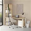 Dmora - Scrivania Severine, Scrittoio multiuso, Tavolo per ufficio porta PC, Piano di lavoro, 184x80 h205 cm, Rovere e Bianco