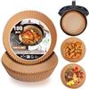 KitchenBoss Carta per Friggitrice ad Aria: 100 Pezzi Carta Forno Friggitrice ad Aria Rotondi Antiaderenti e Senza Teglie Antigrasso Antiaderente Fodera per 5-8L Friggitrice ad Aria Padelle Microonde