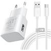 TYW Caricabatterie rapido con cavo da 1m, per Xiaomi Redmi Note 13/13C/13 Pro/14C/14T/14T Pro/14/12/12 Pro 5G/11S/11/A3/10/M4/M6, adattatore di alimentazione USB, per Samsung Galaxy e tablet18 W presa