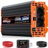 JARXIOKE Inverter 24V 220V Onda Pura 1500W Convertitore di Potenza con Display LCD, Telecomando 4,5m, 2 Prese AC, USB-A e USB-C per Auto, Camper, Casa