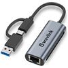 WAVLINK Adattatore USB C/A a Ethernet 2.5G 2500Mbps, Thunderbolt 3/RJ45, Plug & Play, Guscio Alluminio, Compatibile con Mac/Windows/Linux