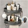 Lekesky Mensola Doccia Angolare senza Forare con Portasciugamani, Ventose Potenti, Alluminio Antiruggine Rimovibile, Organizer Bagno Salvaspazio per Doccia e Cucina, Gunmetal Grigio