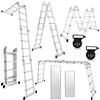 Herrselsam Scala multiuso 4 x 4, 7 in 1, 470 cm, in alluminio, con 2 piattaforme e ruote, portata massima 150 kg, scala multifunzione 16 pioli (DY8972-M-1x)