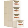 DIMJ Cassettiera Scrivania per Armadio Interno - Set di 4 Organizzatore Cassetti Impilabile, Scatola Porta Oggetti Organizer Cassetti per Ufficio, 35 x 24 x 17 cm, Beige