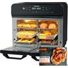 HYSapientia® 22 Litri Forno Friggitrice Ad Aria doppio cestello Calda，2400W friggitrice aria 2 cestelliin in acciaio inossidabile,10 Funzioni,Doppia Temperatura,Suddividere in due campate，Girarrosto