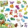 MOONTOY Regalini Fine Festa Compleanno Invitati, 24 Animali Blocchi da Costruzione Gioco Costruire, 3-in-1 Mini Dinosauri Mattoncini Costruzioni per Bambini 3-12 Anni, Regali Pasqua Bambini