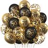 NEONSKY 30 Palloncini Compleanno 18 30 40 50 60 70 80 Anni, Decorazioni Compleanno Uomo Donna, Palloncini Nero Oro con Scritta Super Buon Compleanno, Palloncini con Coriandoli Dorati per Festa di(70 Anni)