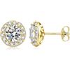 ZDaoBen Orecchini Donna Argento Sterling 925 Orecchini a Bottone Halo Rotondi Cubic Zirconia Gioielli Diamantato Simulato Regali Placcato oro