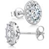 ZDaoBen Orecchini Donna Argento Sterling 925 Orecchini a Bottone Halo Rotondi & Ovali Cubic Zirconia Gioielli Ipoallergenici