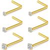FECTAS 20G Piercing Naso Anello Acciaio Inossidabile Donna Uomo Nose Stud Ring L Forma Piercing Naso 1,5mm 2mm 2,5mm Diamond CZ Nostril Piercing Oro