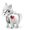 GNOCE Ciondolo Charm Cavallo in Argento Sterling, Ciondolo Animale Zodiacale di Vigore e Libertà Adatto a Braccialetti/Collane, Regalo di Gioielleria per Donne e Uomini