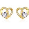 GW Orecchini Donna Zirconia Argento 925 Earrings for Women Cuore Orecchini Diamante Regalo Donna Compleanno Oro Rosa Argenteo