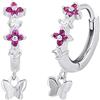 Prinzessin Lillifee Orecchini a cerchio Orecchini per bambini in argento sterling 925, con sintetizzatore di zirconi cubici, 1,6 cm, argento, farfalla, in confezione regalo per gioielli, 2027893