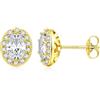 ZDaoBen Orecchini Donna Argento Sterling 925 Orecchini a Bottone Halo Ovale Cubic Zirconia Gioielli Diamantato Simulato Regali Placcato oro