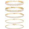 Dochais 5 Pezzi Set Tennis Bracciale Donna Oro, Braccialetto Tennis Zirconi, Braccialetti Diamond, Bracciale Strass Donna per Donne Ragazze