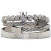 Cutenation La Corona Bracciale Imperiale Oro 18K Gioielli Lusso Con Perline Rame Di Zirconia Cubica E Carm Moda Per Uomo Donna (E argento.)