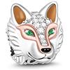 GNOCE Charm Lupo Elegante in Agento S925 Intelligente Come Un Lupo Charms con Zirconi per bracciali e Collana