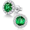 ZDaoBen Orecchini Donna Argento Sterling 925 Orecchini a Bottone Halo Rotondi & Ovali Cubic Zirconia Gioielli Ipoallergenici
