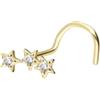PIERCINGLINE Piercing da naso in oro 14/18 carati, a spirale, 3 stelle di moissanite, oro 585, colore oro rosa, oro, argento, nicht zutreffend, oro, Moissanite