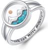 HOOHWE Anello in argento Sterling con semi di senape, anello di montagna, turchese, gioiello cristiano per donne ispiratore gioielli religiosi, Argento sterling