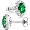 ZDaoBen Orecchini Donna Argento Sterling 925 Orecchini a Bottone Halo Rotondi & Ovali Cubic Zirconia Gioielli Ipoallergenici