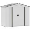 Casetta Box da Giardino Porta Utensili 213x130x185 cm con Porte Scorrevoli in Acciaio Bianco