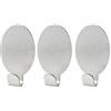 FACKELMANN 61441 - Ganci Adesivi ellisse in Acciaio Inox, 3 Pezzi, 4,1 x 2,4 x 2 cm