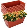 CHUKEMAOYI Fioriere per finestre in plastica, confezione da 7 fioriere da fiori rettangolari con piattini, per interni ed esterni, giardino, patio, decorazione per la casa