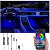 QAUBEN Kit di illuminazione ambientale interno auto USB Multicolore RGB 3m Fibra ottica 64 colori Funzione memoria della musica Bluetooth APP atmosfera auto Luce con Autoicabatterie per auto 12V