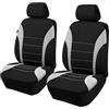 VBGURR Set completo di coprisedili anteriori per auto, 2 pezzi, dimensioni universali, impermeabili, compatibili con airbag, facili da montare, con copri poggiatesta (grigio)