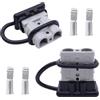 HISports Anderson, 2 connettori da 120 A, con tappo antipolvere, spina di ricarica inclusa per auto, camper, moto, barca, impianto solare, grigio