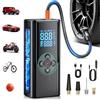 Grutoly Compressore Aria Portatile Auto 8000mAh, 150PSI Pompa per Bicicletta a Doppia Alimentazione con Display Digitale e Luce LED, 4 Ugelli Diversi, Spegnimento Automatico per Auto, Moto, Bici, Palloni
