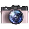 CCZRD Fotocamera digitale Vlogging Videocamera WIFI Webcam Grandangolo Zoom 16X 48MP Fotografia Schermo ribaltabile Cattura Facilmente Momenti Meravigliosi(With 32GB,With 2 Lens-03)