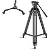 SIRUI Kit Treppiede Video Professionale in Fibra di Carbonio con Testa Fluida e Tripod Dolly Universale, Altezza 85-185 cm, Carico Massimo 15 kg, Sistema QR One-Step, Carrello con Ruote da 3 per DSLR