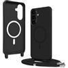 Bigcousin Magnetica Cover con Cordino per Samsung Galaxy A57 5G,[Compatibile con MagSafe], Cover in Silicone, Regolabile Cordino da Collo Nylon Catena Collana Tracolla,Nero