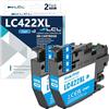 LCL LC422 LC422XL Ciano Alta capacità Cartuccia d'inchiostro Compatibile per Brother LC-422XL LC422XL LC422XLC LC422C per MFC-J5340DW MFC-J5345DW MFC-J5740DW MFC-J6540DW MFC-J6940DW(2-Pack)