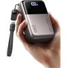 INIU Power Bank da 100 W, caricabatterie portatile ad alta capacità da 25000 mAh, batteria a 3 porte con cavo USB C staccabile per viaggi, campeggio, viaggi lunghi, argento metallizzato