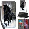 PHINIENLAND Cover per Google Pixel 9A custodia portafoglio Cavallo nero | 3 scomparti carte, 1 tasca banconote, Chiusura magnetica, Supporto, Pelle PU flip cover per Pixel 9A