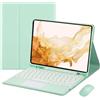 EHLCYS Custodia Con Tastiera Per Samsung Galaxy Tab A8 Modello 2022 10,5 Pollici (SM-X200/X205/X207) Con Supporto Per Penna S, Custodia Con Tastiera Touchpad Bluetooth Wireless Rimovibile,Mint green
