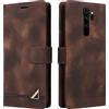 OKZone Custodia per Xiaomi Redmi Note 8 Pro, Custodia Protettiva Antiurto per Portafoglio, Porta per Carte con Patta in Pelle PU[Chiusura Magnetica]per Telefono per Xiaomi Redmi Note 8 Pro (Marrone)