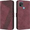 OKZone Cover per OPPO A15/OPPO A15S/A35, Custodia in PU Pelle per OPPO A15/OPPO A15S/A35, Custodia a Libro Protettiva Folio Portafoglio con Magnetica e Slot per Carte Wallet Case Flip Cover (Rosso)