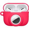 kwmobile Custodia 2 in 1 compatibile con Apple Airpods Pro 3 e AirTag - Cover Cuffie Bluetooth - Protezione in Silicone con Moschettone - rosa shocking
