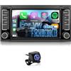 NHOPEEW NHOPEW 4+64G Autoradio per VW Touareg 2004-2011 / Transporter T5 2004-2009 - Carplay wireless e Android Auto WiFi GPS - Mirror Link Steer 32EQ Controllo ruote Split Screen + Telecamera di backup