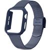 Yisica Cinturino per Apple Watch 42mm, Custodia Rigida Protettivo Cover, Metallo in Acciaio Inossidabile Cinturini Magnetico per iWatch 3/2/1 (Blu navy & Cinturino Blu navy, 42MM)