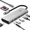 Suoxiom USBC Hub 9 in 1 Adattatore, 4K HDMI, 3 * USB A + 1 * USB C Porte Dati, 100W PD, Docking Station SD/TF, Adattatore Multiporta 3.5mm Audio Per i-Phone 15/16, M-acBook Pro/Air, G-alaxy S24