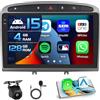 Inefala 4+128G 9'' Android 15 Autoradio per Peugeot 308/408 2007-2015