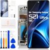 ARSSLY OLED per Samsung Galaxy S21 Ultra Schermo di Ricambio per Samsung S21 Ultra 5G Display LCD Touch Screen SM-G998U G998A G998W Digitizer Assembly Parti di Riparazione (Argento con Telaio)