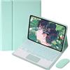EHLCYS Custodia Con Tastiera Touchpad Per Xiaomi Redmi Pad SE 11 Pollici 2023, Tastiera Bluetooth Rimovibile Retroilluminata A 7 Colori, Cover Posteriore In TPU Ultrasottile Con Mouse,Mint green