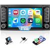 CAMECHO 【8 CORE 4G+64G】CAMECHO Android 15 Carplay Autoradio per VW Touareg 2004-2011 VW Transporter T5 Multivan 2004-2009, DSP Carplay Navi, 7 Stereo con Schermo Bluetooth RDS 32EQ MirrorLink+Telecamera