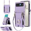 Generic Custodia a portafoglio per Motorola Razr 40, con fessura elastica, anello girevole a 360°, supporto da polso e cinturino regolabile, custodia per telefono da donna (viola)